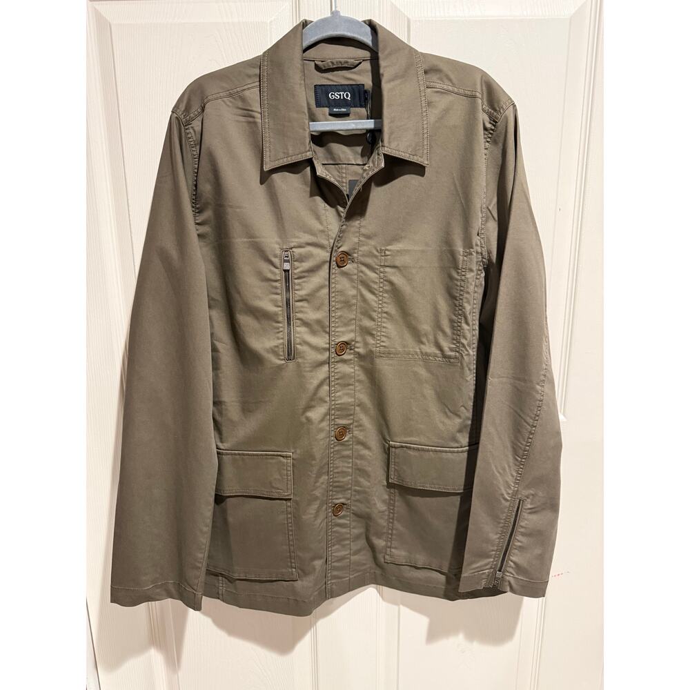 GSTQ Taupe Canteen Utility Jacket NWT Size Large Minimalist Military Chore Coat